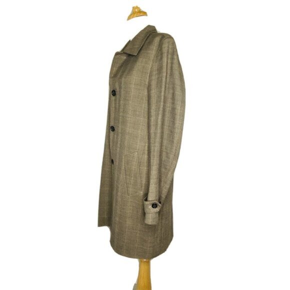 Banana Republic Plaid Car Coat Size Small Tan - Picture 6 of 10